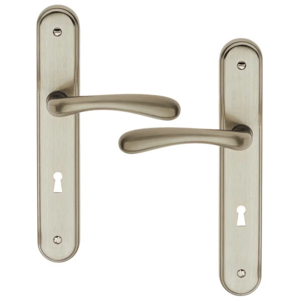 2 poignées de porte ALMA, Zamak nickel mat entraxe 195 mm