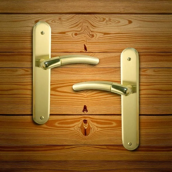 2 poignées de porte BABETTE, Laiton entraxe 195 mm