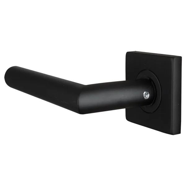 2 poignées de porte BRUNELLA, Rosace carrée, Ressort bidirectionnel, Inox noir mat