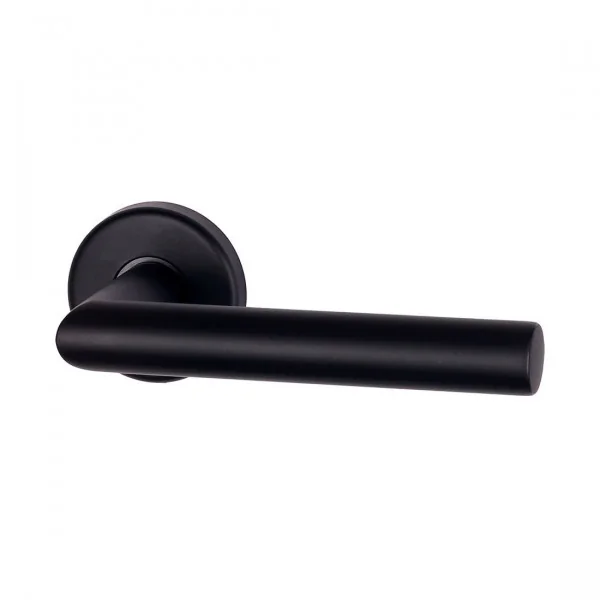2 poignées de porte BRUNELLA, Rosace ronde, Inox noir ou blanc mat