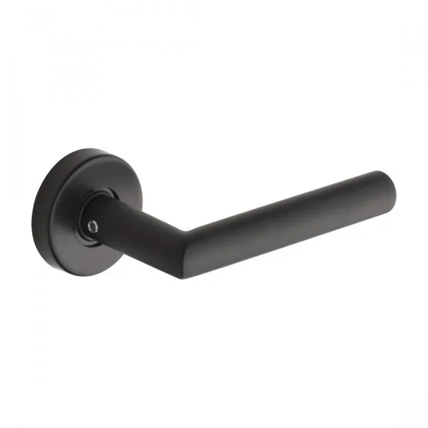 2 poignées de porte BRUNELLA, Rosace ronde, Inox noir ou blanc mat