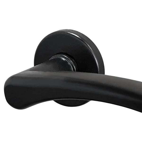 2 poignées de porte EVA, Rosace ronde, Aluminium noir mat