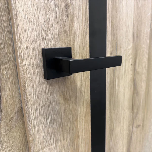 2 poignées de porte LOFT, Rosace carrée, Métal gris mat