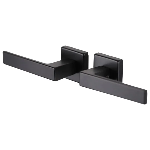 2 poignées de porte LOFT, Rosace carrée, Métal gris mat