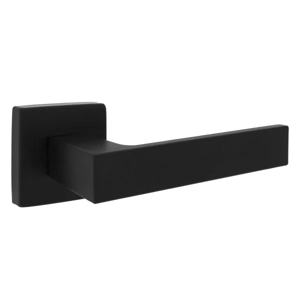 2 poignées de porte LOFT, Rosace carrée, Métal gris mat