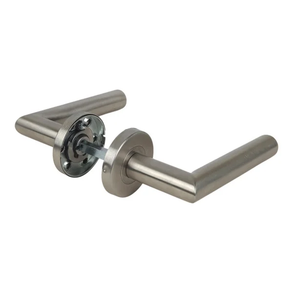 2 poignées de porte sur rosace ALBACETE, Inox 304 mat | Robuste