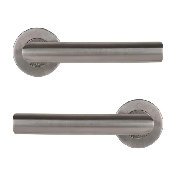 2 poignées de porte sur rosace ALBACETE, Inox 304 mat | Robuste