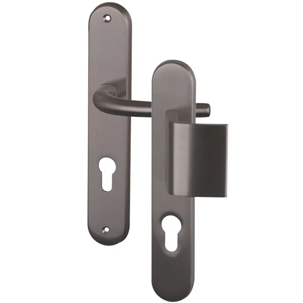 2 poignées de porte à cylindre VEGA, palière côté extérieur, Laiton entraxe 195 mm