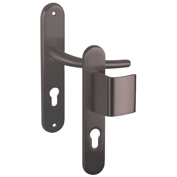 2 poignées de porte à cylindre VEGA, palière côté extérieur, Laiton entraxe 195 mm