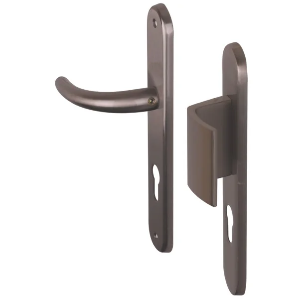 2 poignées de porte à cylindre VEGA, palière côté extérieur, Laiton entraxe 195 mm
