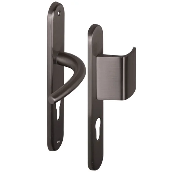 2 poignées de porte à cylindre VEGA, palière côté extérieur, Laiton entraxe 195 mm