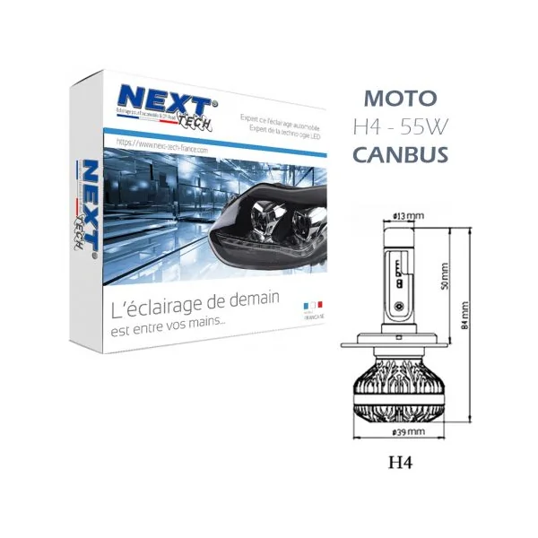 Ampoule LED moto H4 55W CANBUS ventilée haut de gamme Next-Tech®