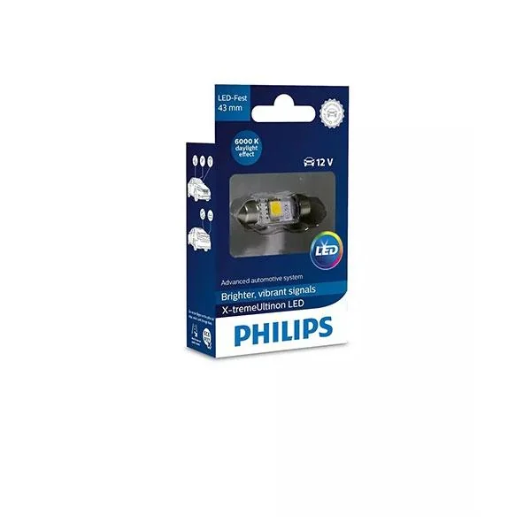 Ampoule NAV 10.5X43 LED XTREME ULTINON 6000K 12V X1 PHILIPS - 129466000KX1