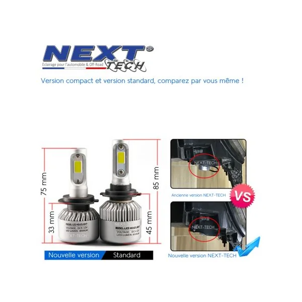 Ampoules H11 LED ventilées compactes 75W blanc - Next-Tech®