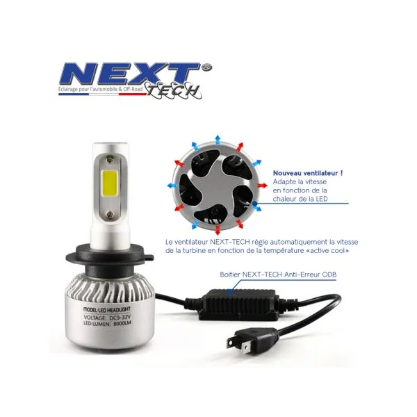 Ampoules H11 LED ventilées compactes 75W blanc - Next-Tech®