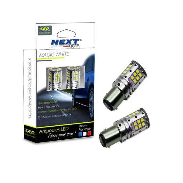 Ampoules LED P21/5W BAY15D canbus ODB feux de jour - Blanc