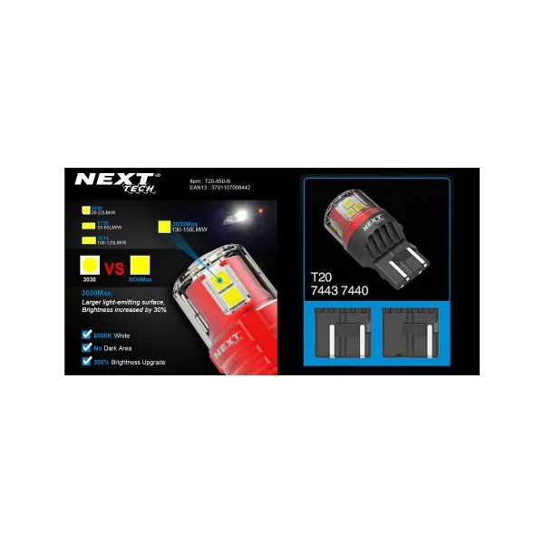 Ampoules T20 LED W21/5W 7443 Canbus 12-24V Rouge