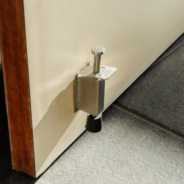 Bloque porte STANDARD, Zamak gris nickel mat tampon caoutchouc noir