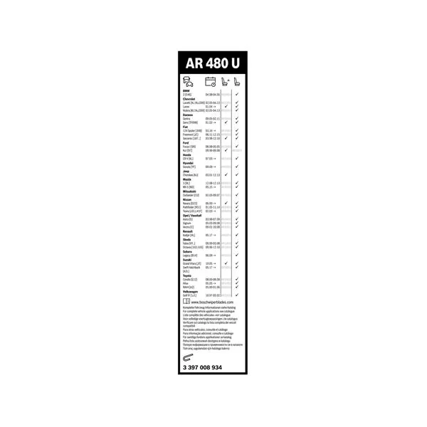 Bosch Balai d'essuie-glace Aerotwin AR480U