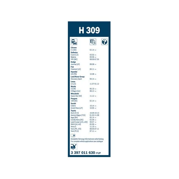 Bosch Balai d'essuie-glace Rear H309