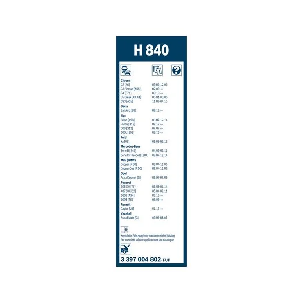 Bosch Balai d'essuie-glace Rear H840