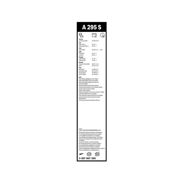 Bosch Balais d'essuie–glace plats Aerotwin A295S