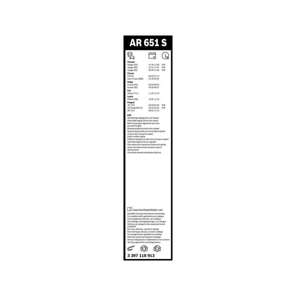 Bosch Balais d'essuie–glace plats Aerotwin Retrofit AR651S