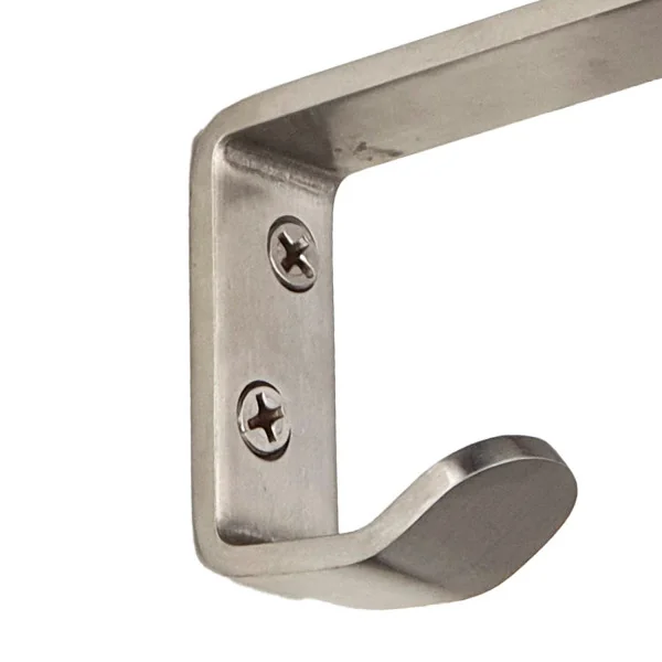 Butée de porte murale CROCHET, Inox mat embout Caoutchouc noir