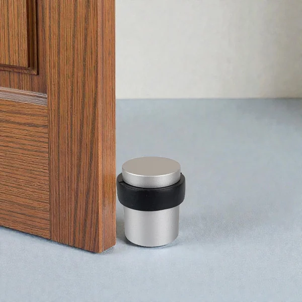 Butée de porte sol CYLINDRIQUE HQ, Aluminium anodisé argent F1
