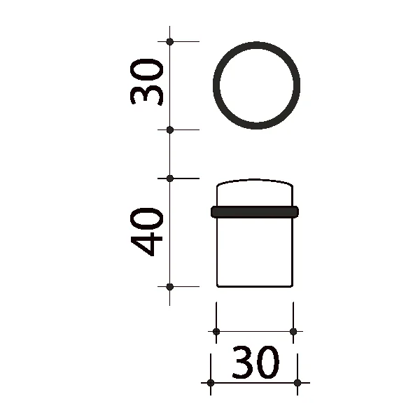 Butée de porte sol CYLINDRIQUE HQ, Aluminium anodisé argent F1