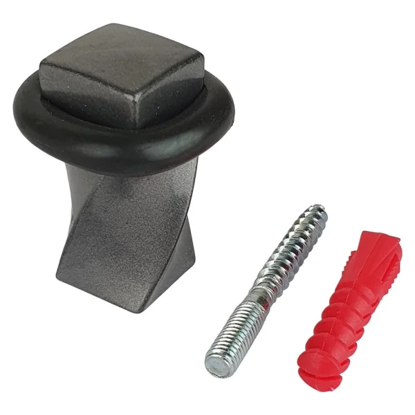 Butée de porte sol TORSADE NANTUA, Fer noir mat ou gris patiné