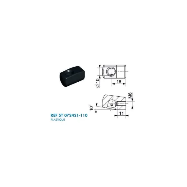 Cage à rotule diamètre 10 axe 10 (chape M6-Plastique-18mm)