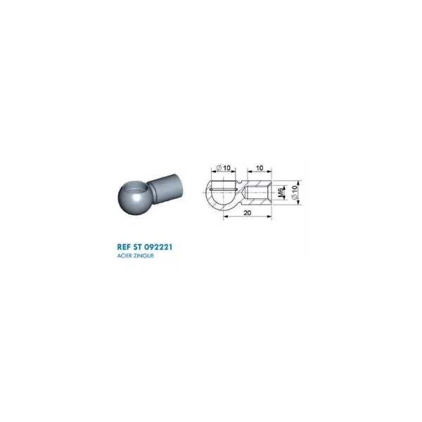 Cage à rotule diamètre 10 (chape M6-Acier-20mm)