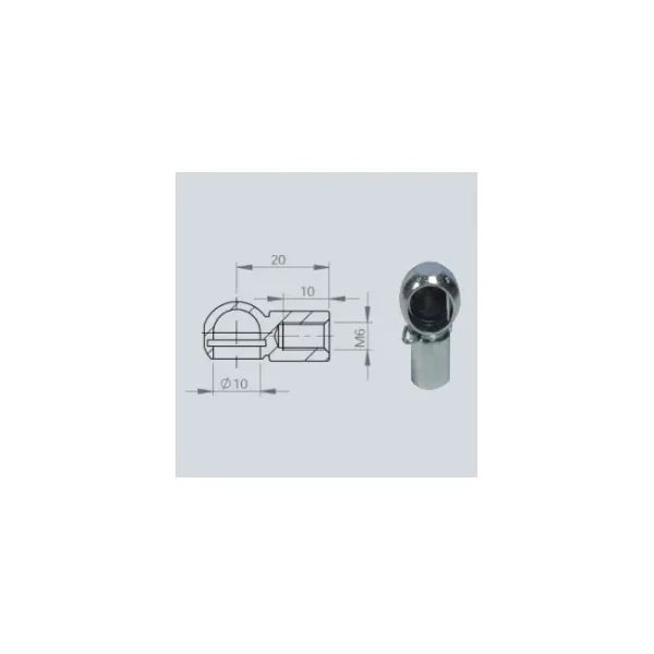 Cage à rotule diamètre 10 (chape M6-Acier-20mm)
