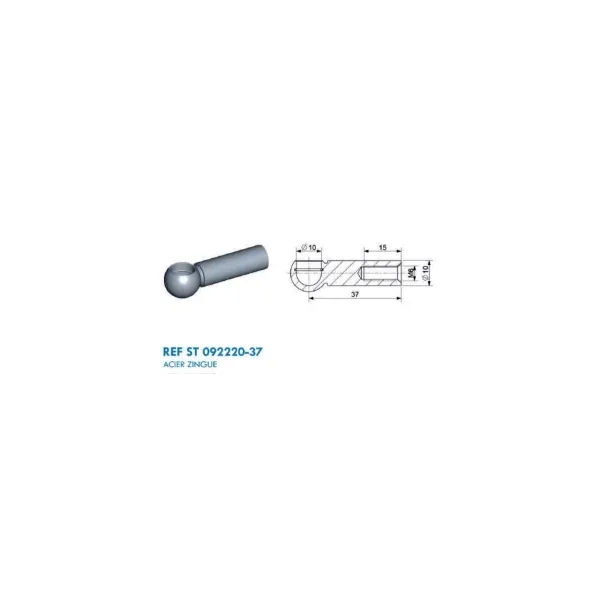 Cage à rotule diamètre 10 (chape M6-Acier-37mm)