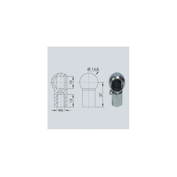 Cage à rotule diamètre 10 (chape M6-Acier-37mm)