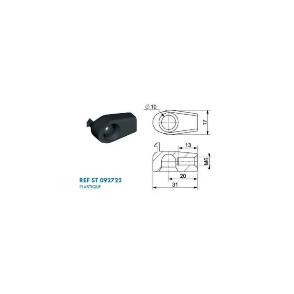 Cage à rotule diamètre 10 (chape M6-Plastique-20mm)