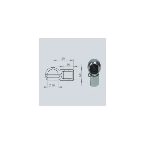 Cage à rotule diamètre 10 (chape M8-Acier-20mm)