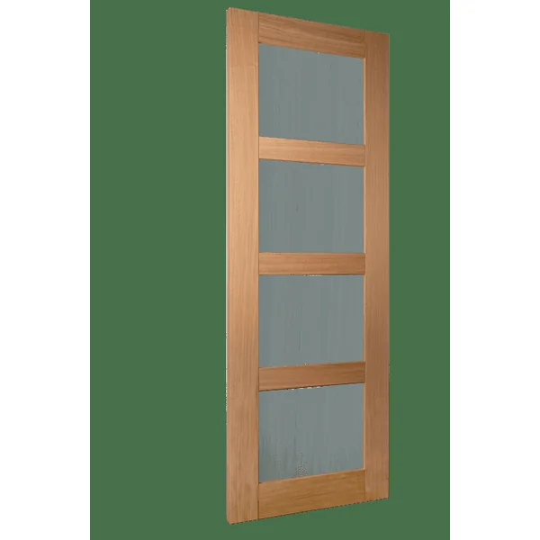 CETUS - Porte coulissante chêne 4 vitrages