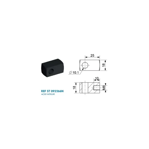 Chape à œil diamètre 10.1 mm (chape M8-Acier-25mm)