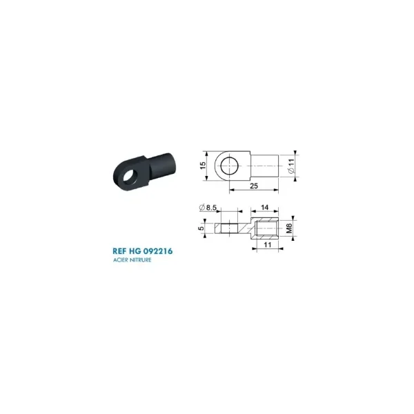 Chape à œil diamètre 8.5 (chape M8-Acier-25mm)