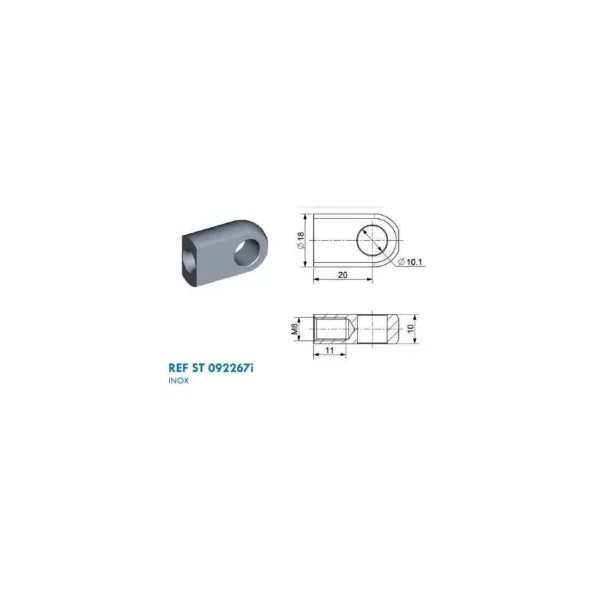 Chape à œil Inox diamètre 10,1mm (M8-Inox-20mm)