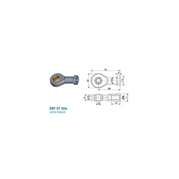 Chape à œil oscillante Diamètre 6mm (chape M6-acier-30mm)