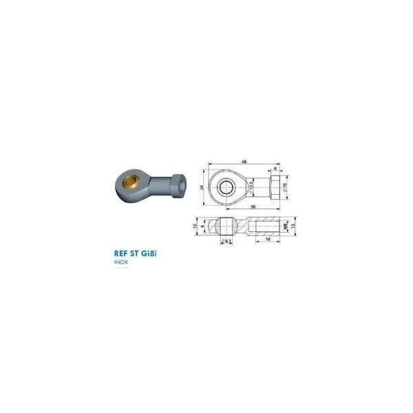 Chape à œil oscillante Diamètre 8mm (chape M8-inox-36mm)