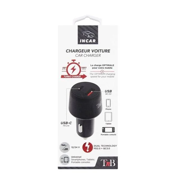 CHARGEUR ALLUME CIGARES DOUBLE USB 30W TNB