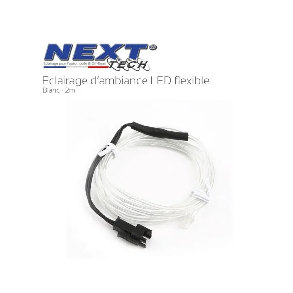 Eclairage LED d'ambiance flexible 2M pour habitacle véhicule - Blanc