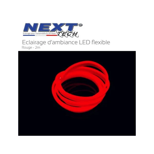 Eclairage LED d'ambiance flexible 2M pour habitacle véhicule - Rouge