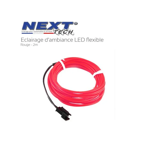 Eclairage LED d'ambiance flexible 2M pour habitacle véhicule - Rouge