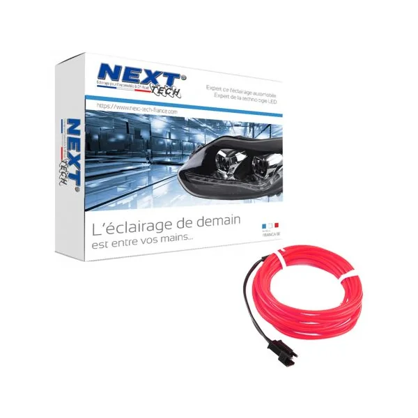Eclairage LED d'ambiance flexible 2M pour habitacle véhicule - Rouge