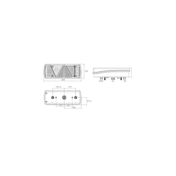 Ecopoint II Gauche Aspöck - 25-2800-521 - 7P ASS2 + 2 x 2P ASS2 - 12/24V